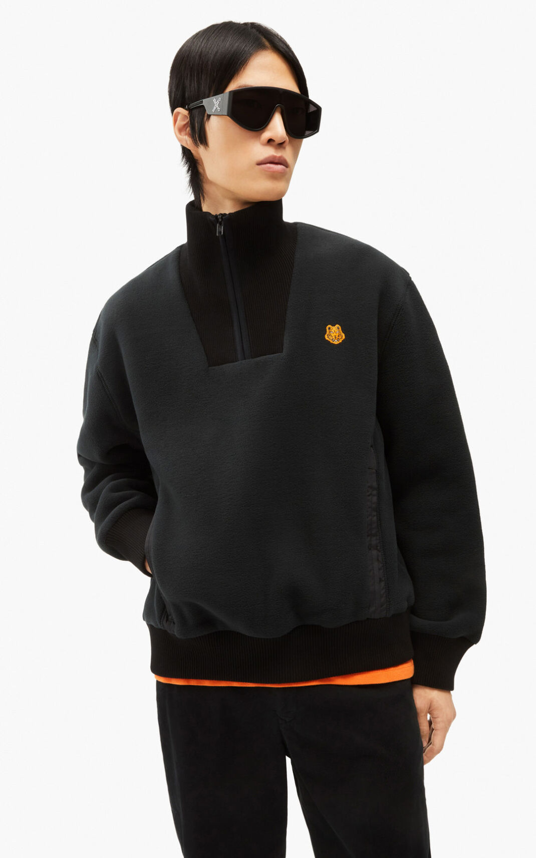 Kenzo Tiger Crest fleece Moška Puloverji Črna SI-1463493